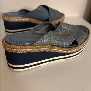 Pons Quintana Light Blue Woven Platform Slides